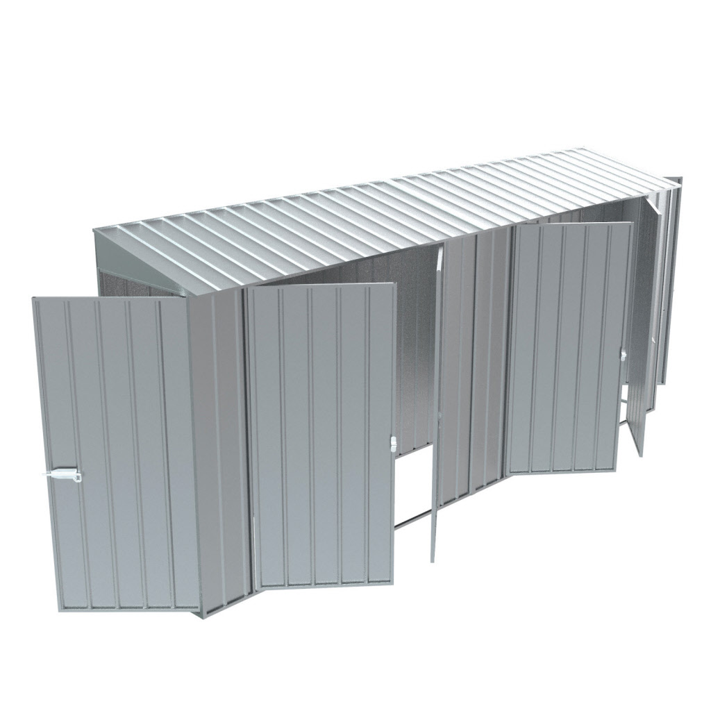 Tunnel Shed Skillion 0 8 X 4 5 Dual Double Hinged Side Doors