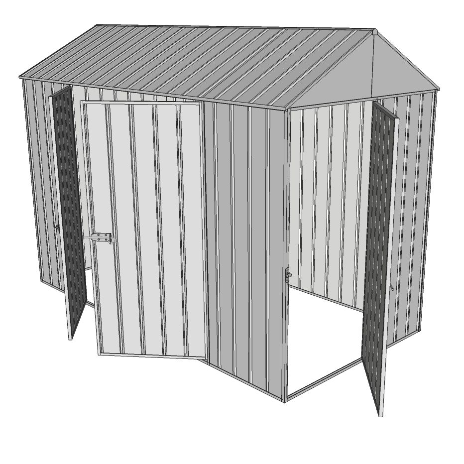 garden shed gable roof 1.5 x 3.0 1 hinged door + 2 hinged door